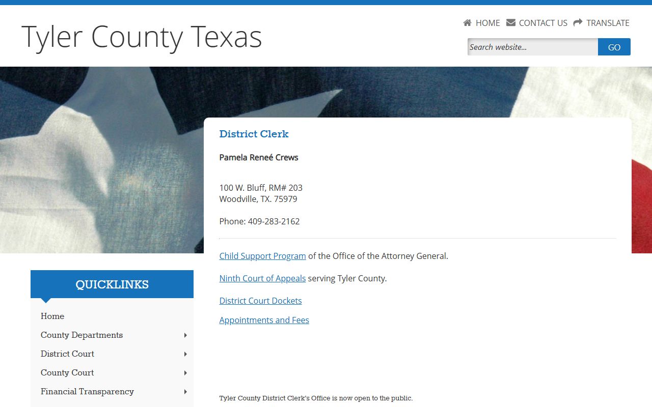 Tyler County court records after arrest District Clerk office details